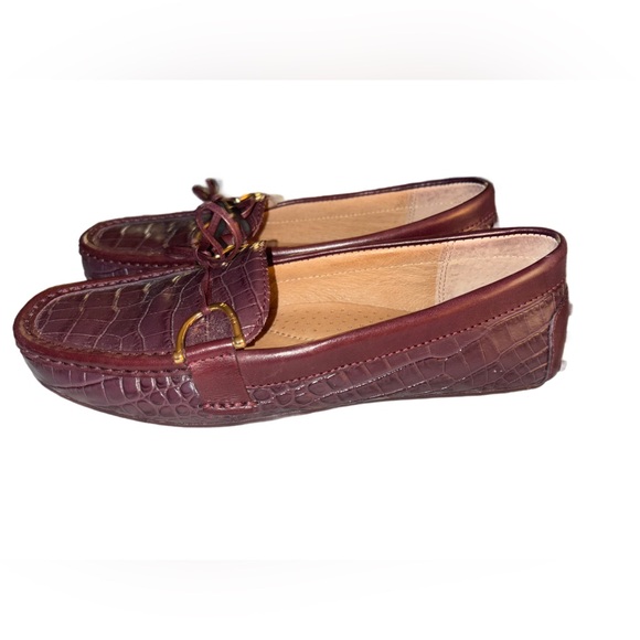 Lauren Ralph Lauren Shoes - RALPH LAUREN Briley II Crocodile Embossed Driving Moccasins Loafers Brown Size 6